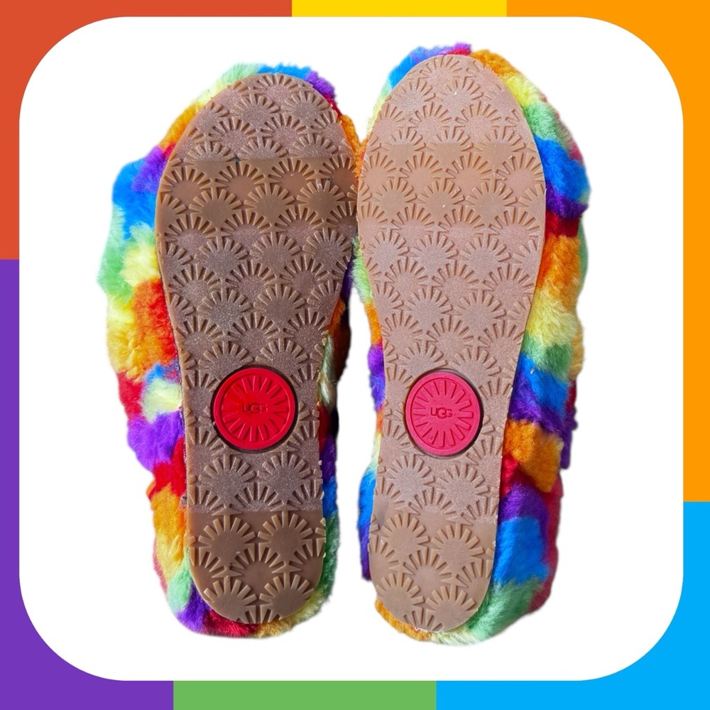 UGG Rainbow Fluff Slides- Women's Size 6- Free Shipping‎ 📦 - Picture 6 of 7
